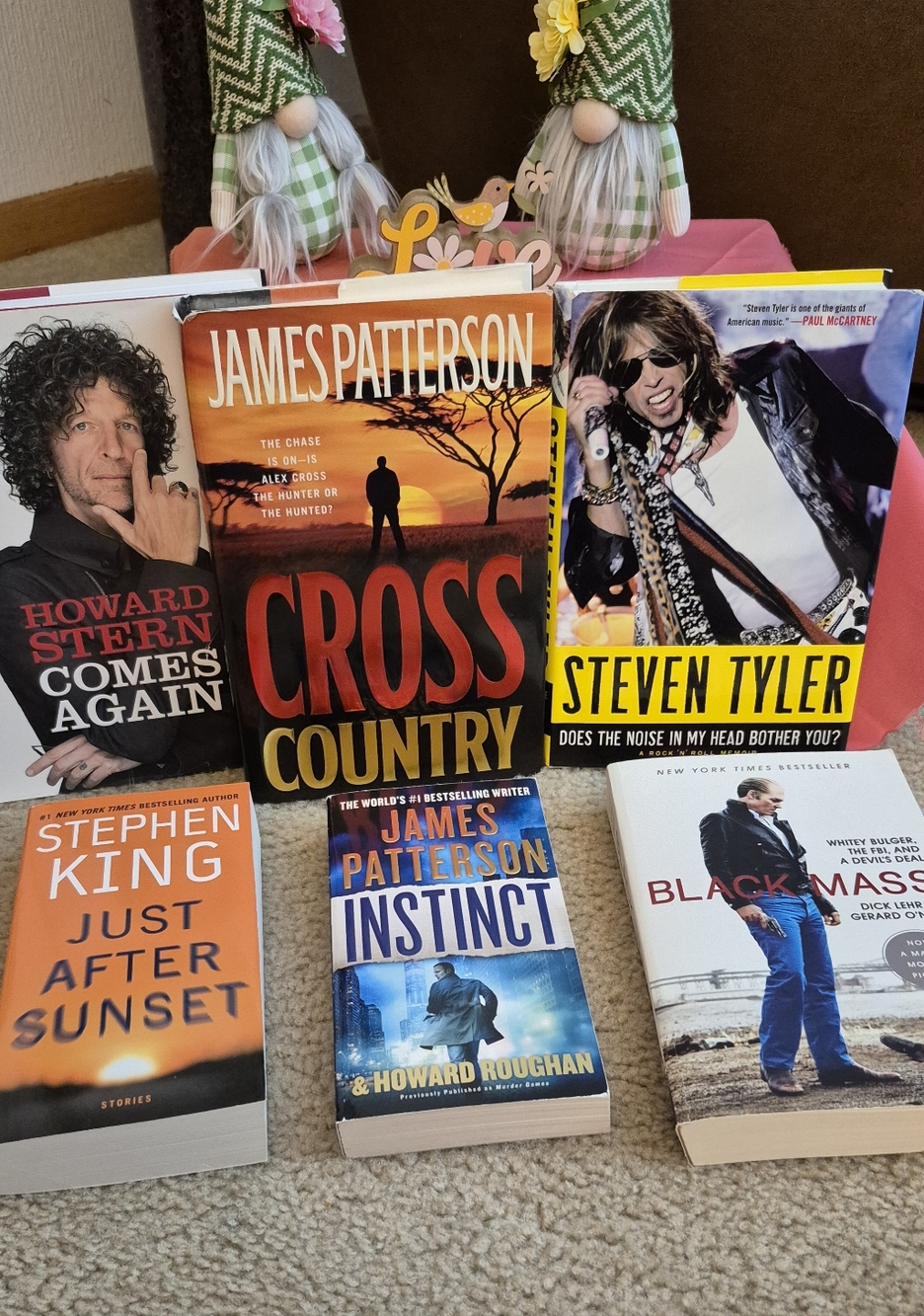 BOOKS..3 HARD COVER AND 3 SOFT COVER. RANGING FROM HORROR, MYSTERY & MEMOIRS